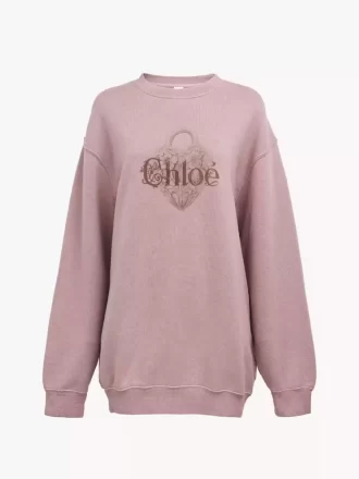 Oversized logo sweater in chiné fleece