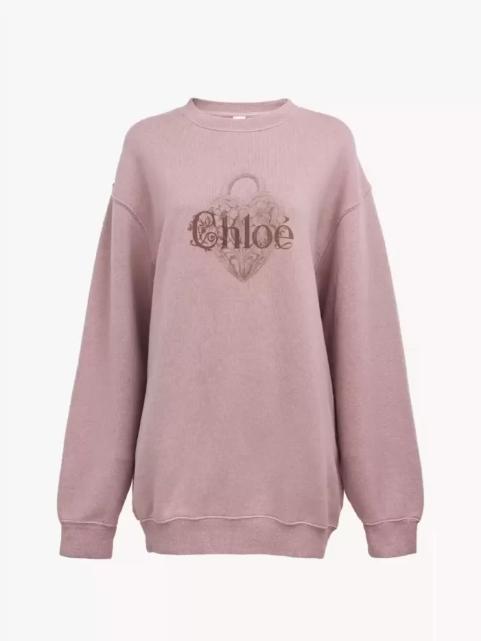 Oversized logo sweater in chiné fleece Oversized logo sweater in chiné fleece