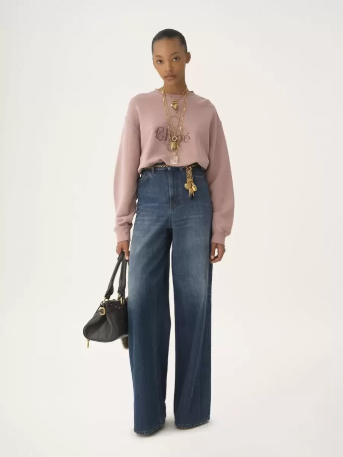 Oversized logo sweater in chiné fleece Oversized logo sweater in chiné fleece