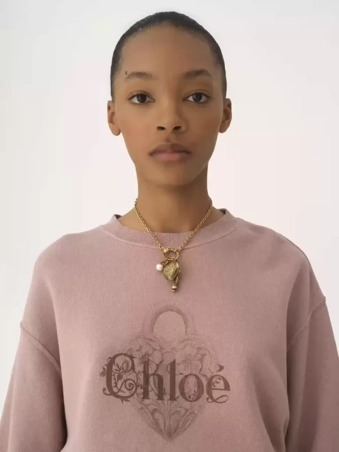 Oversized logo sweater in chiné fleece Oversized logo sweater in chiné fleece