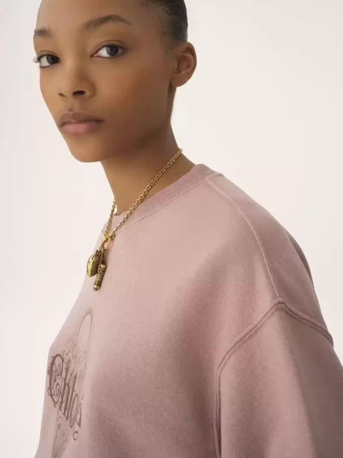 Oversized logo sweater in chiné fleece Oversized logo sweater in chiné fleece