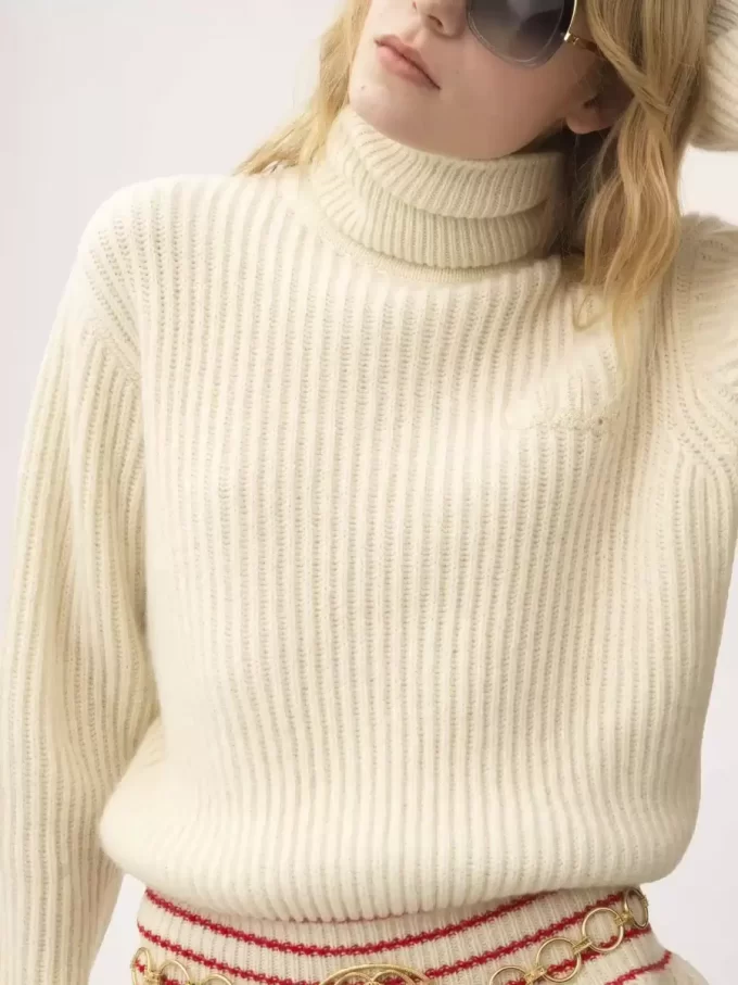 Oversized logo turtleneck sweater in a wool & mohair knit Oversized logo turtleneck sweater in a wool & mohair knit