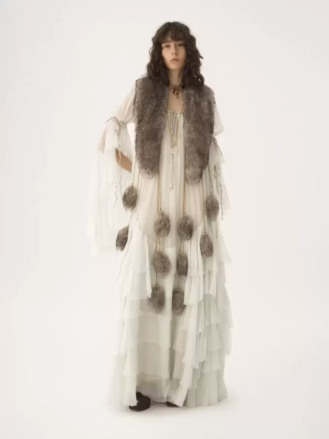 Oversized long ruffled dress in silk mousseline Oversized long ruffled dress in silk mousseline