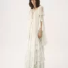 Oversized long ruffled dress in silk mousseline Oversized long ruffled dress in silk mousseline