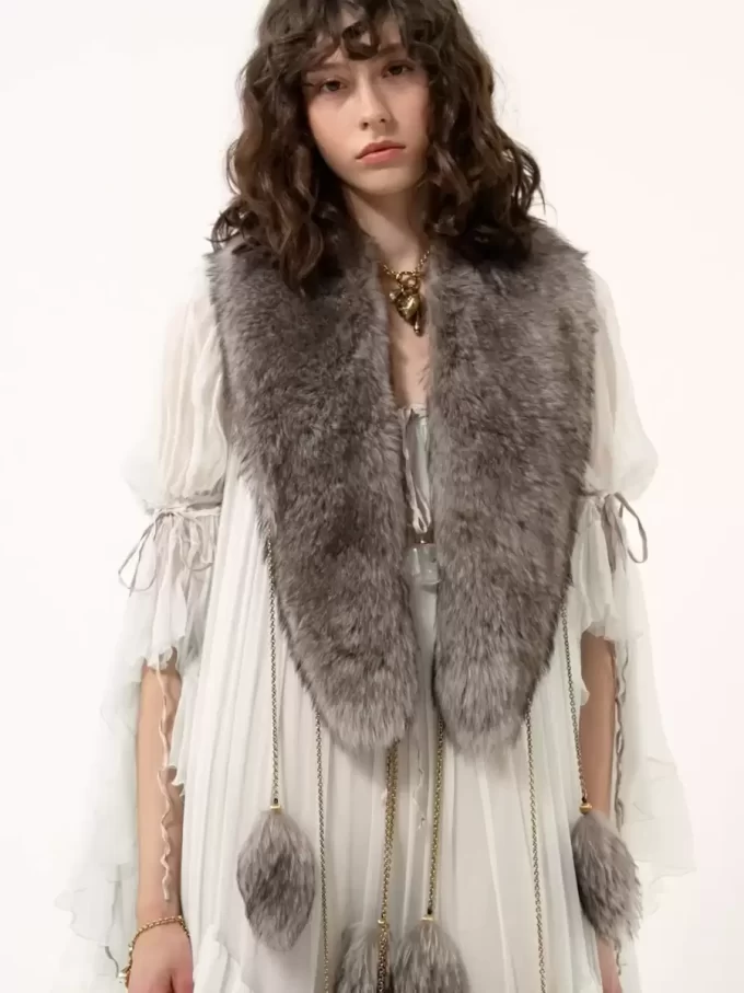 Oversized long ruffled dress in silk mousseline Oversized long ruffled dress in silk mousseline