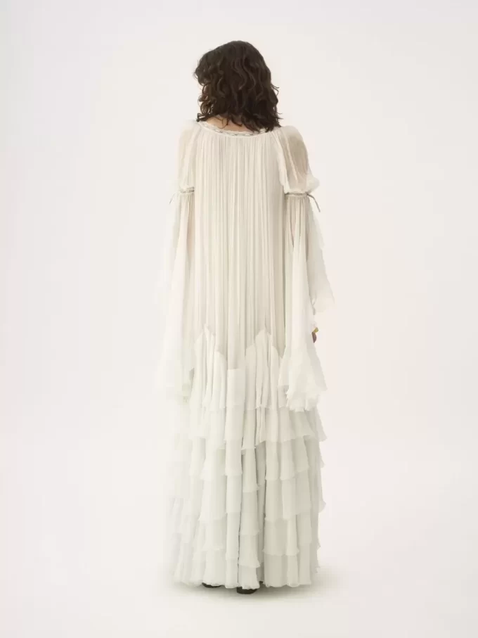 Oversized long ruffled dress in silk mousseline Oversized long ruffled dress in silk mousseline