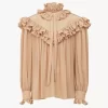 Oversized ruffle top in crêpe de chine Oversized ruffle top in crêpe de chine