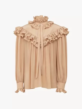 Oversized ruffle top in crêpe de chine Oversized ruffle top in crêpe de chine