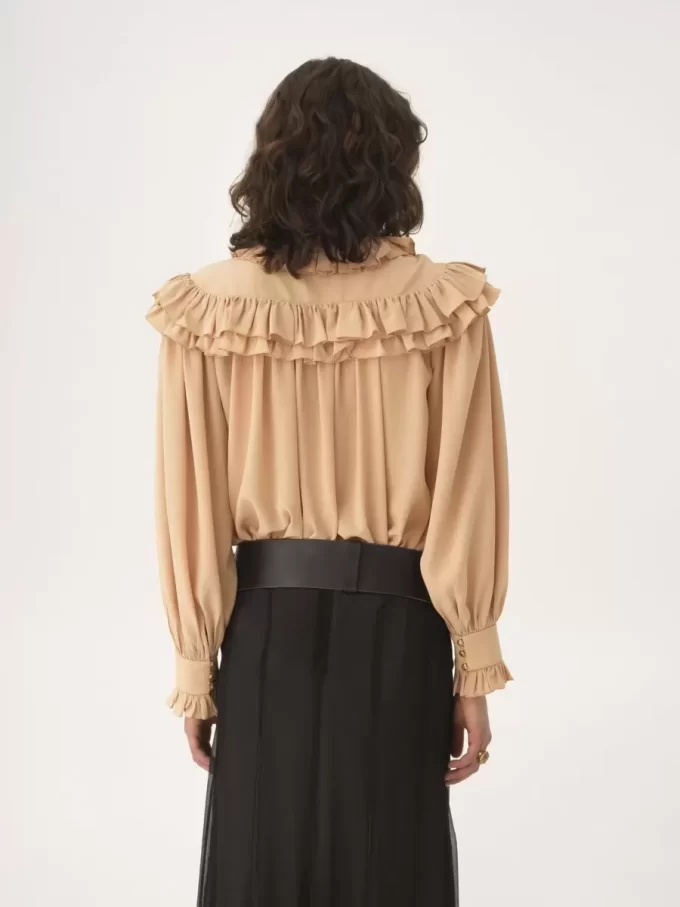 Oversized ruffle top in crêpe de chine Oversized ruffle top in crêpe de chine