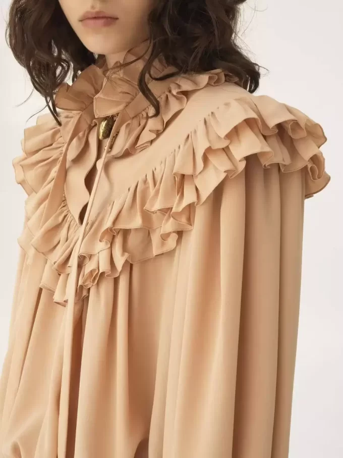 Oversized ruffle top in crêpe de chine Oversized ruffle top in crêpe de chine
