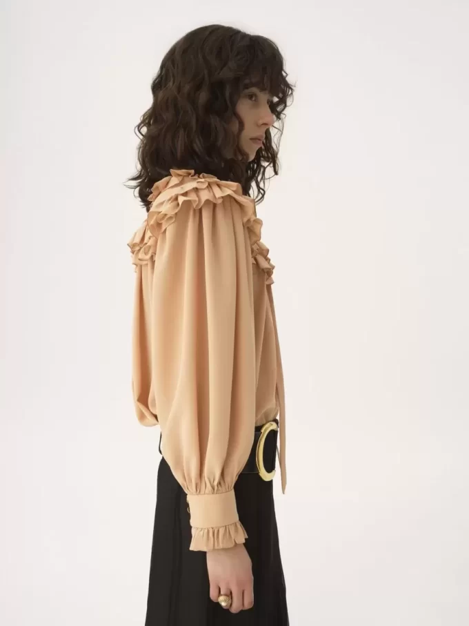 Oversized ruffle top in crêpe de chine Oversized ruffle top in crêpe de chine