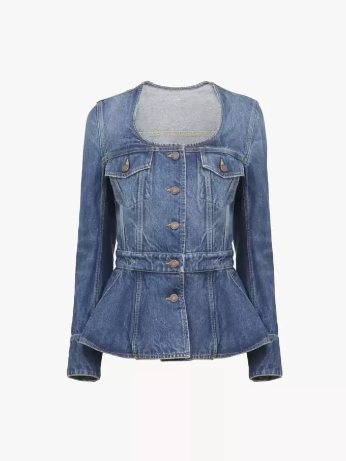 Peplum riding jacket in denim Peplum riding jacket in denim