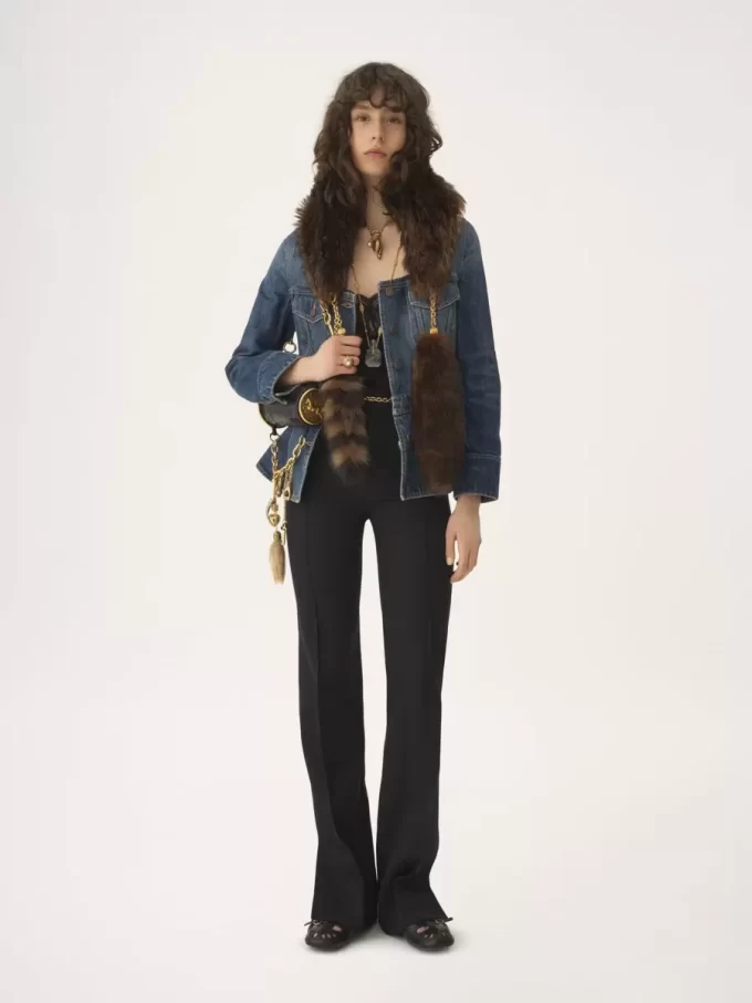 Peplum riding jacket in denim Peplum riding jacket in denim
