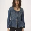 Peplum riding jacket in denim Peplum riding jacket in denim