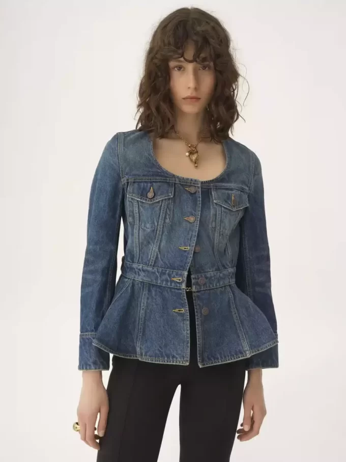 Peplum riding jacket in denim Peplum riding jacket in denim