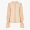 Puff-sleeve blouse in silk mousseline Puff-sleeve blouse in silk mousseline