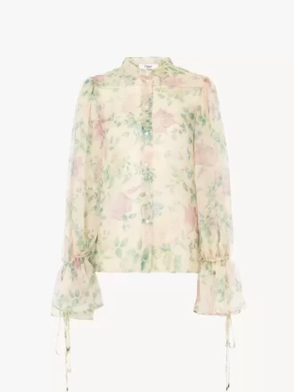 Puff-sleeve blouse in silk mousseline Puff-sleeve blouse in silk mousseline