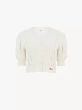 Puff-sleeve cardigan in a wool & cashmere knit Puff-sleeve cardigan in a wool & cashmere knit