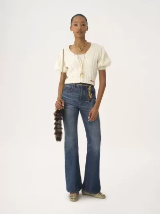 Puff-sleeve cardigan in a wool & cashmere knit Puff-sleeve cardigan in a wool & cashmere knit