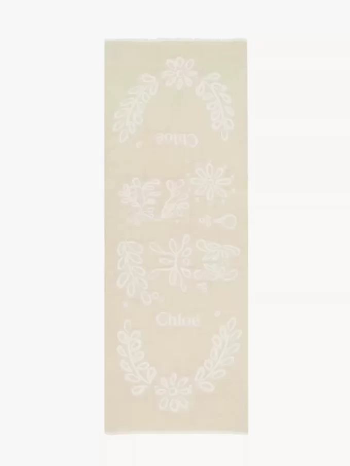 Rectangular stole in wool & silk broderie anglaise Rectangular stole in wool & silk broderie anglaise