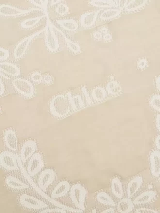 Rectangular stole in wool & silk broderie anglaise