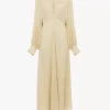 Ruched long dress in silk jacquard Ruched long dress in silk jacquard