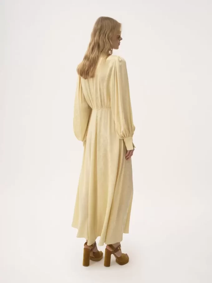 Ruched long dress in silk jacquard Ruched long dress in silk jacquard