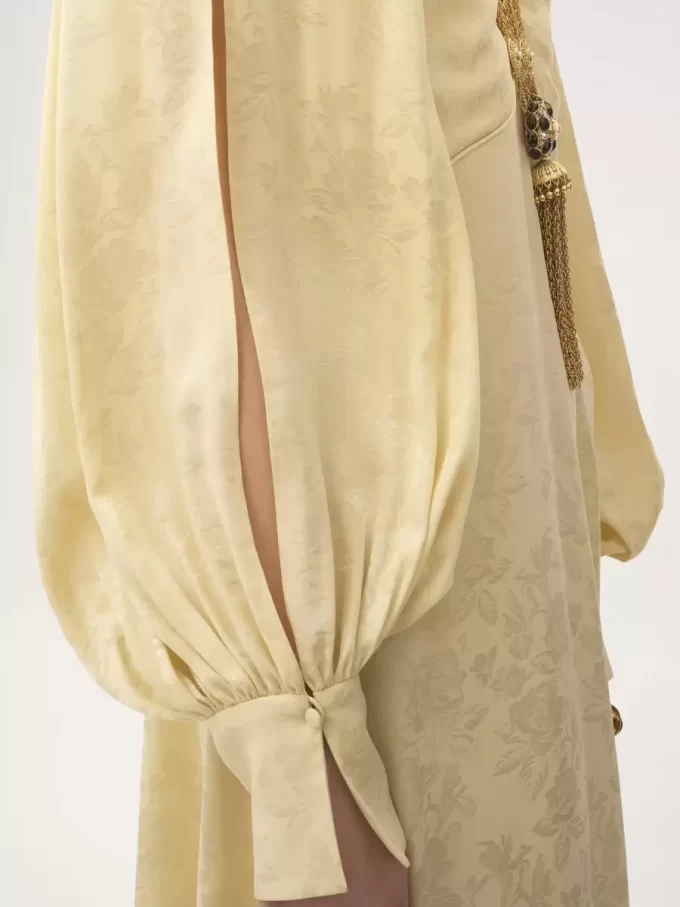 Ruched long dress in silk jacquard Ruched long dress in silk jacquard