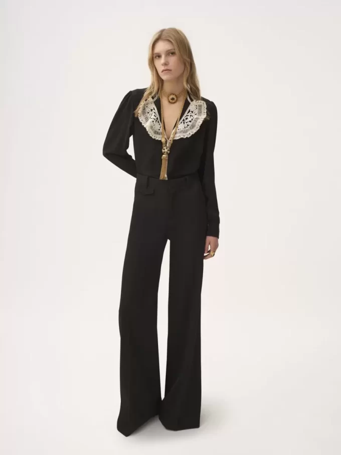 Ruffled blouse in crêpe de chine & lace Ruffled blouse in crêpe de chine & lace