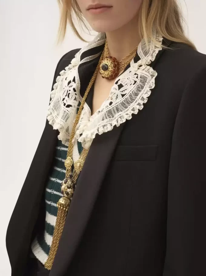 Ruffled blouse in crêpe de chine & lace Ruffled blouse in crêpe de chine & lace