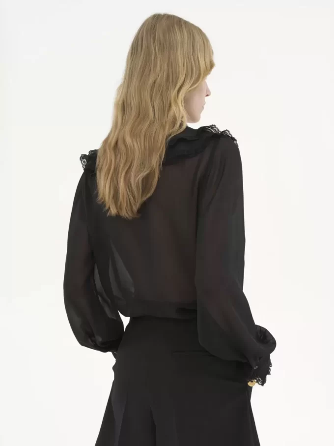 Ruffled blouse in silk georgette Ruffled blouse in silk georgette