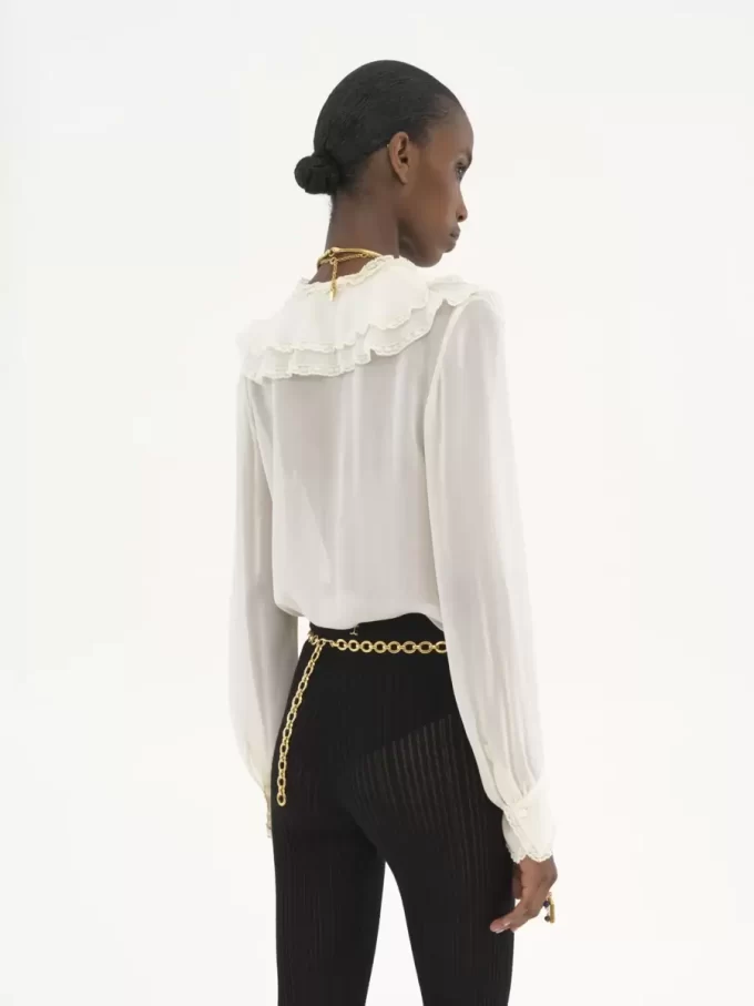 Ruffled blouse in silk georgette Ruffled blouse in silk georgette