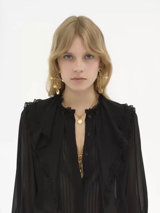 Ruffled blouse in silk georgette Ruffled blouse in silk georgette