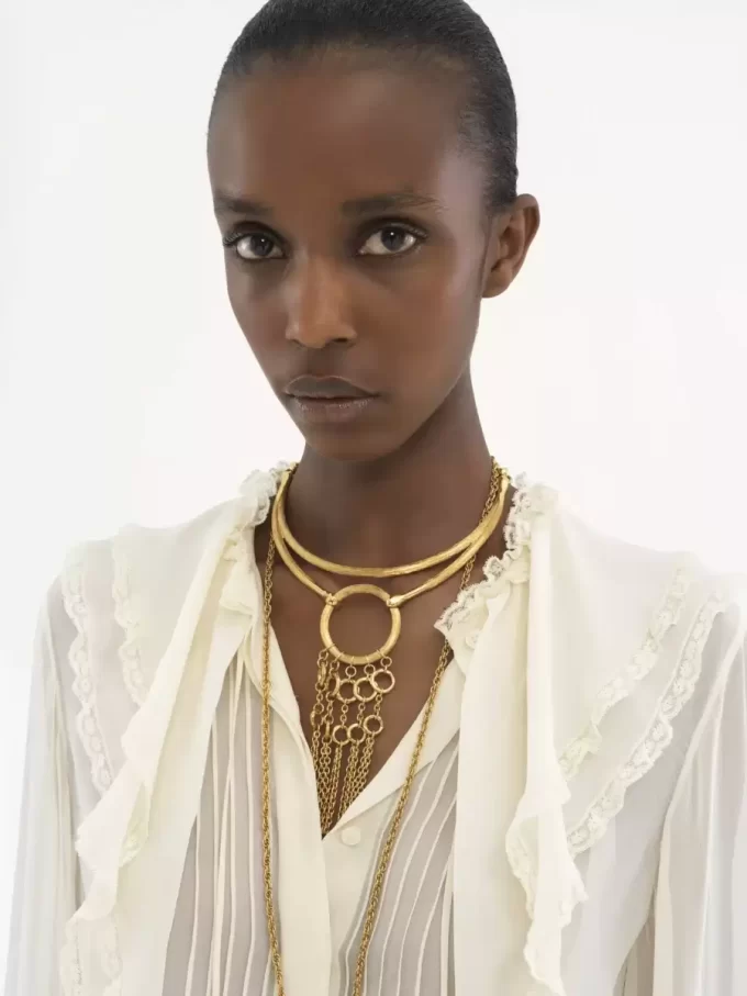 Ruffled blouse in silk georgette Ruffled blouse in silk georgette