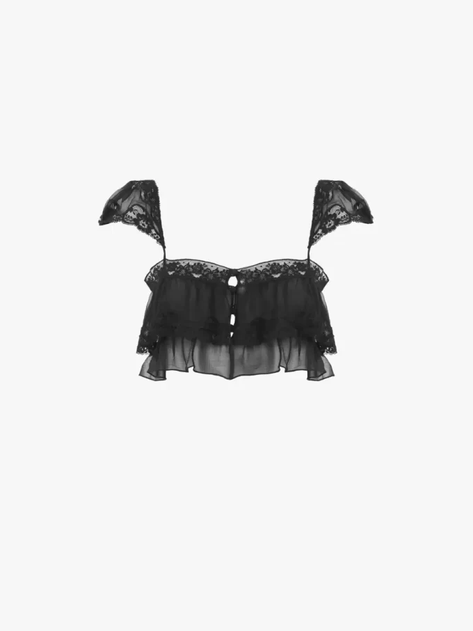 Ruffled bralette in silk mousseline & lace Ruffled bralette in silk mousseline & lace