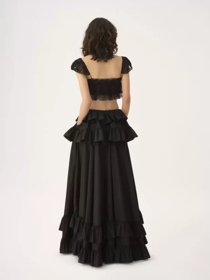 Ruffled bralette in silk mousseline & lace Ruffled bralette in silk mousseline & lace