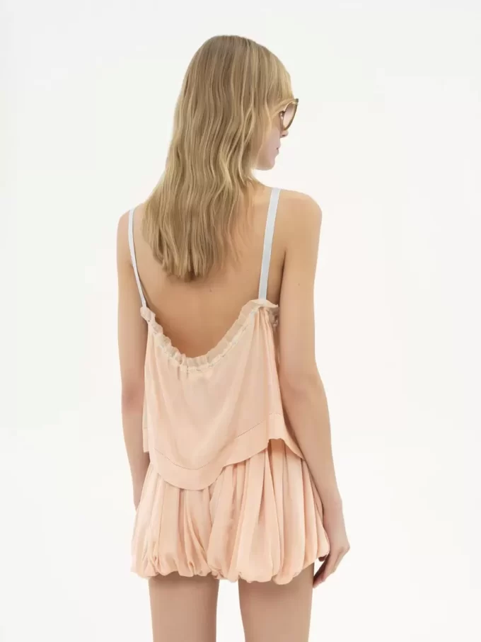 Ruffled camisole top in silk charmeuse & lace Ruffled camisole top in silk charmeuse & lace