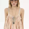 Ruffled camisole top in silk charmeuse & lace Ruffled camisole top in silk charmeuse & lace
