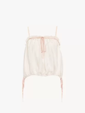Ruffled camisole top in silk habotai