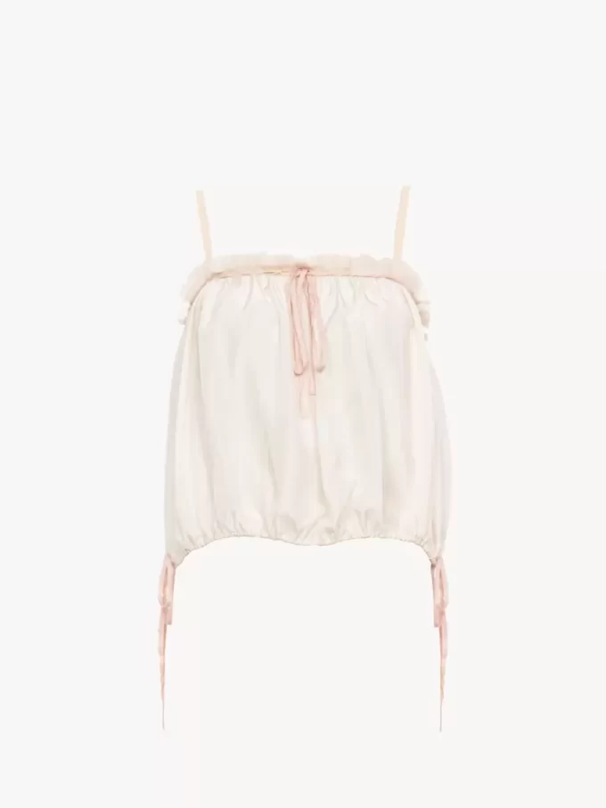 Ruffled camisole top in silk habotai Ruffled camisole top in silk habotai