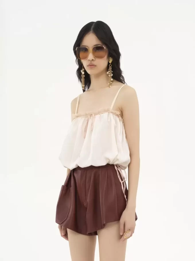 Ruffled camisole top in silk habotai Ruffled camisole top in silk habotai