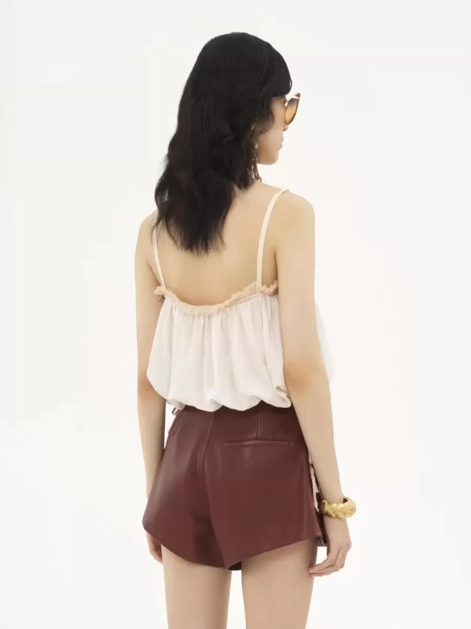 Ruffled camisole top in silk habotai Ruffled camisole top in silk habotai