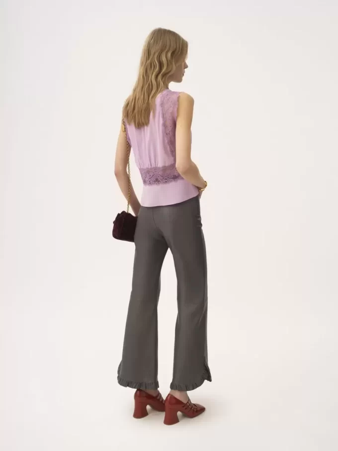 Ruffled flared pants in leather Ruffled flared pants in leather