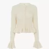 Ruffled logo cardigan in a silk, alpaca & cotton knit Ruffled logo cardigan in a silk, alpaca & cotton knit