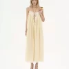 Ruffled long dress in silk habotai & lace Ruffled long dress in silk habotai & lace
