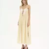 Ruffled long dress in silk habotai & lace Ruffled long dress in silk habotai & lace