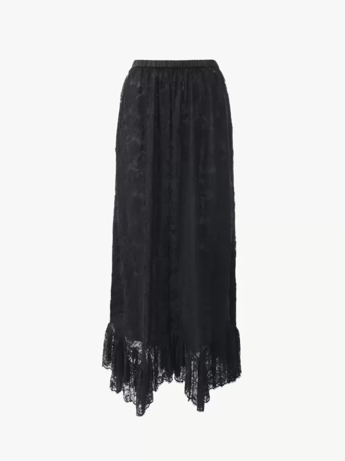 Ruffled midi skirt in floral lace jacquard Ruffled midi skirt in floral lace jacquard