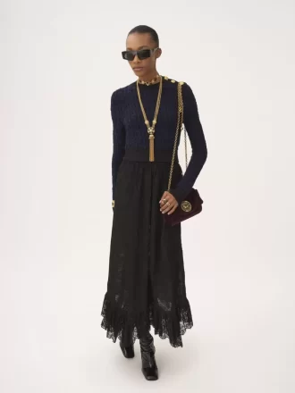 Ruffled midi skirt in floral lace jacquard Ruffled midi skirt in floral lace jacquard