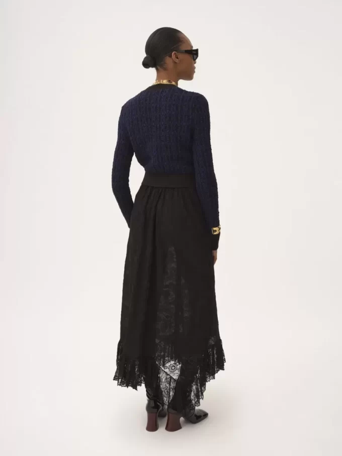 Ruffled midi skirt in floral lace jacquard Ruffled midi skirt in floral lace jacquard