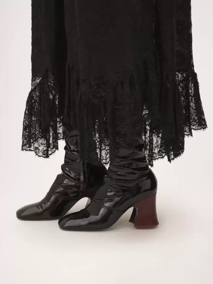 Ruffled midi skirt in floral lace jacquard Ruffled midi skirt in floral lace jacquard